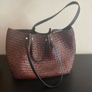 Burgundy Allsaints Straw Allington Tote